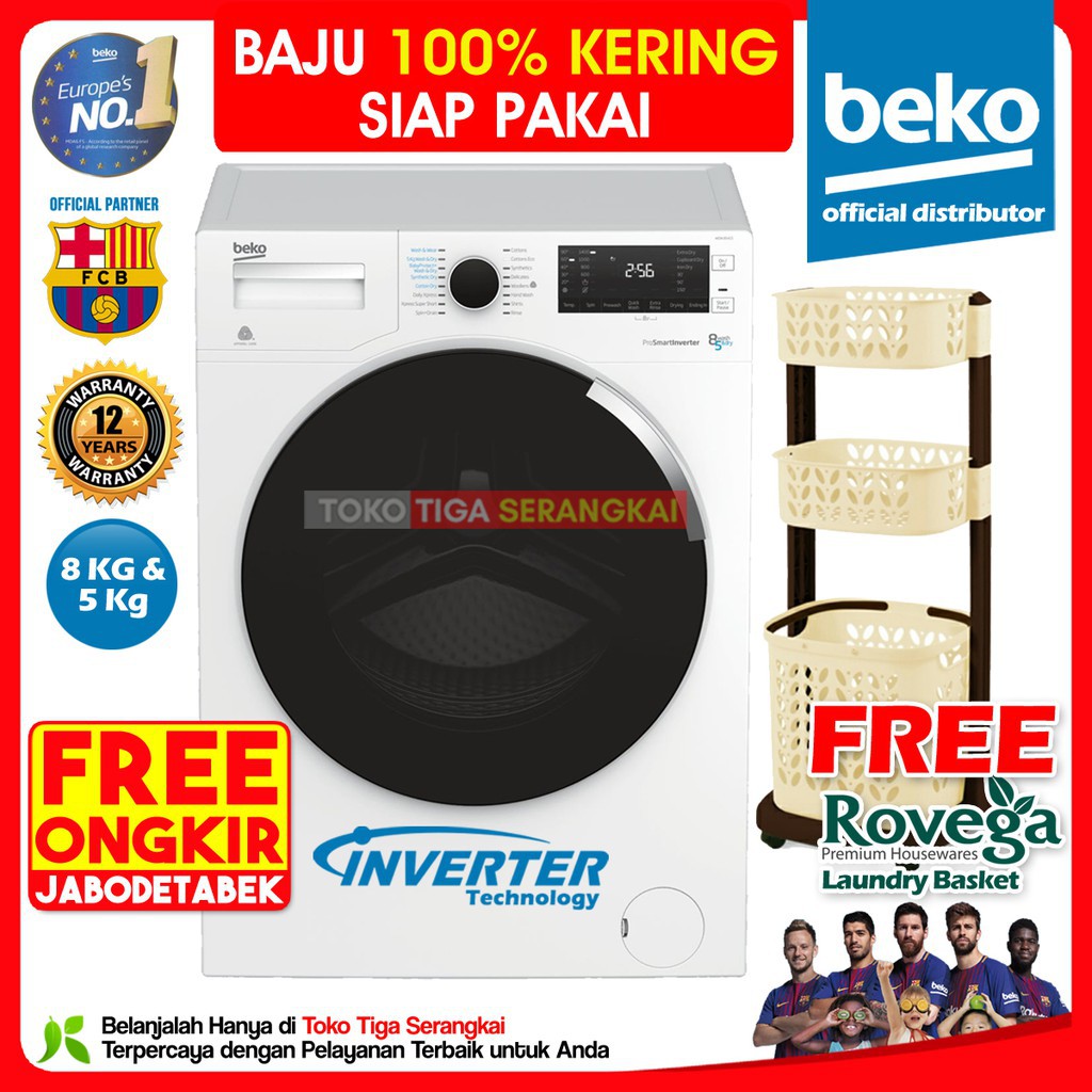 Beko Mesin Cuci Front Loading Dan Pengering WDW 85413 Inverter