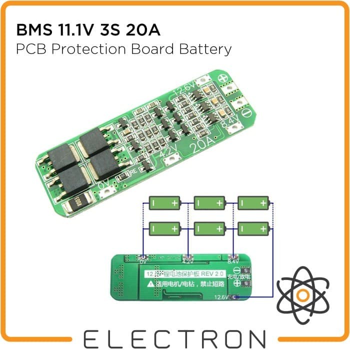 BMS 3S Battery Protection Charging Board 3S 18650 3.7V 4.2V 20A Baterai