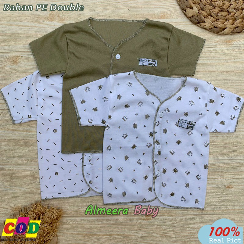 Isi 3 PCS Baju Bayi Baru Lahir Baju Bayi Lengan Pendek Usia 0-3 Bulan Seri Army Almeera Baby and Kids