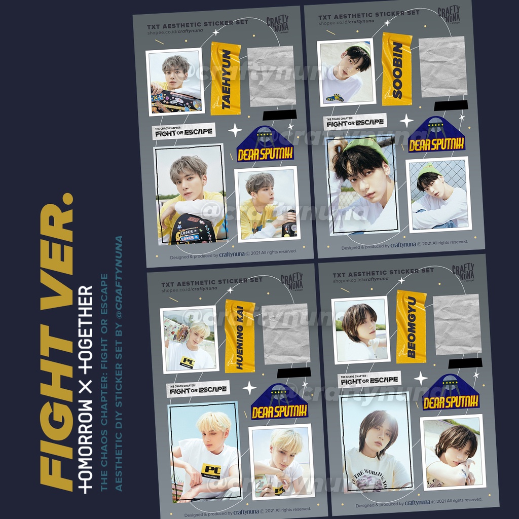 (TX-003) TXT The Chaos Chapter: Fight or Escape aesthetic sticker set DIY stiker case hp kpop estetik yeonjun