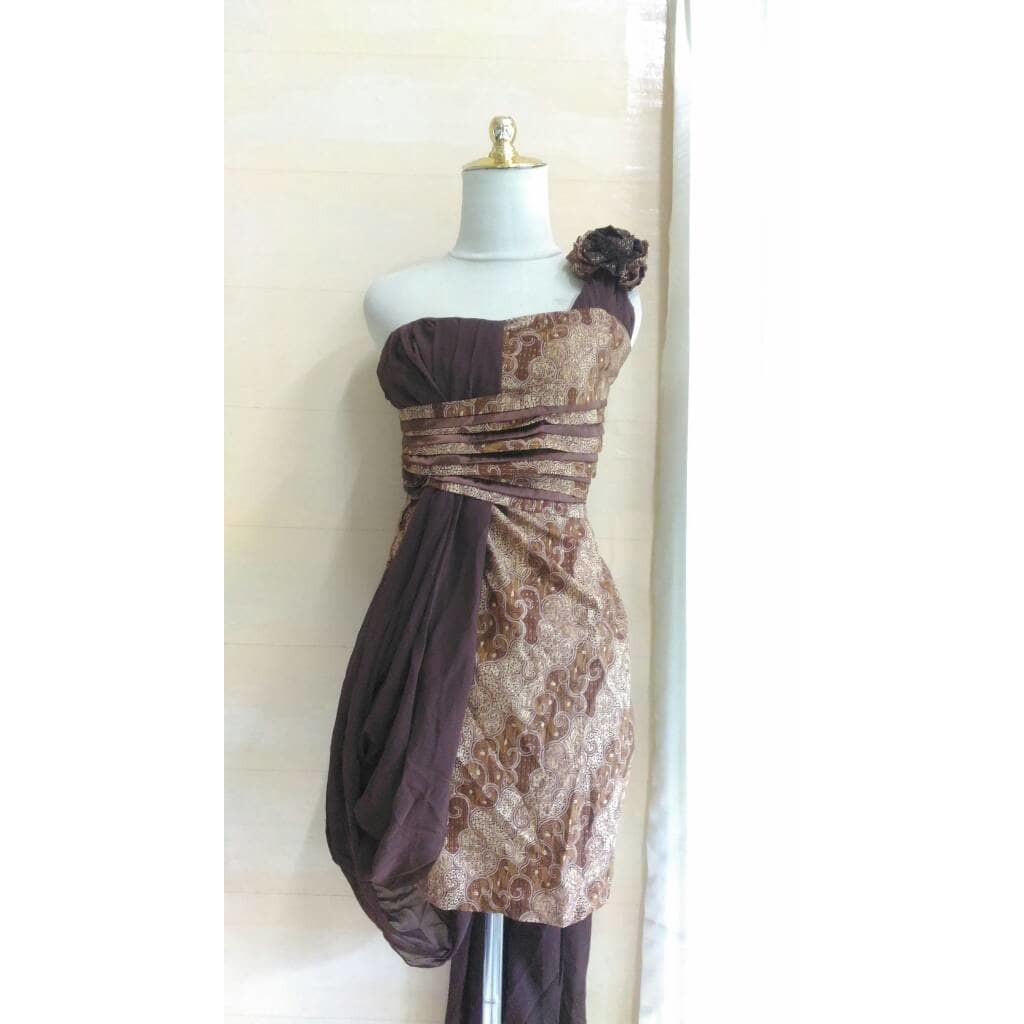 Unik batik dress pendek gaun pendek batik modern dress batik modis korean Berkualitas
