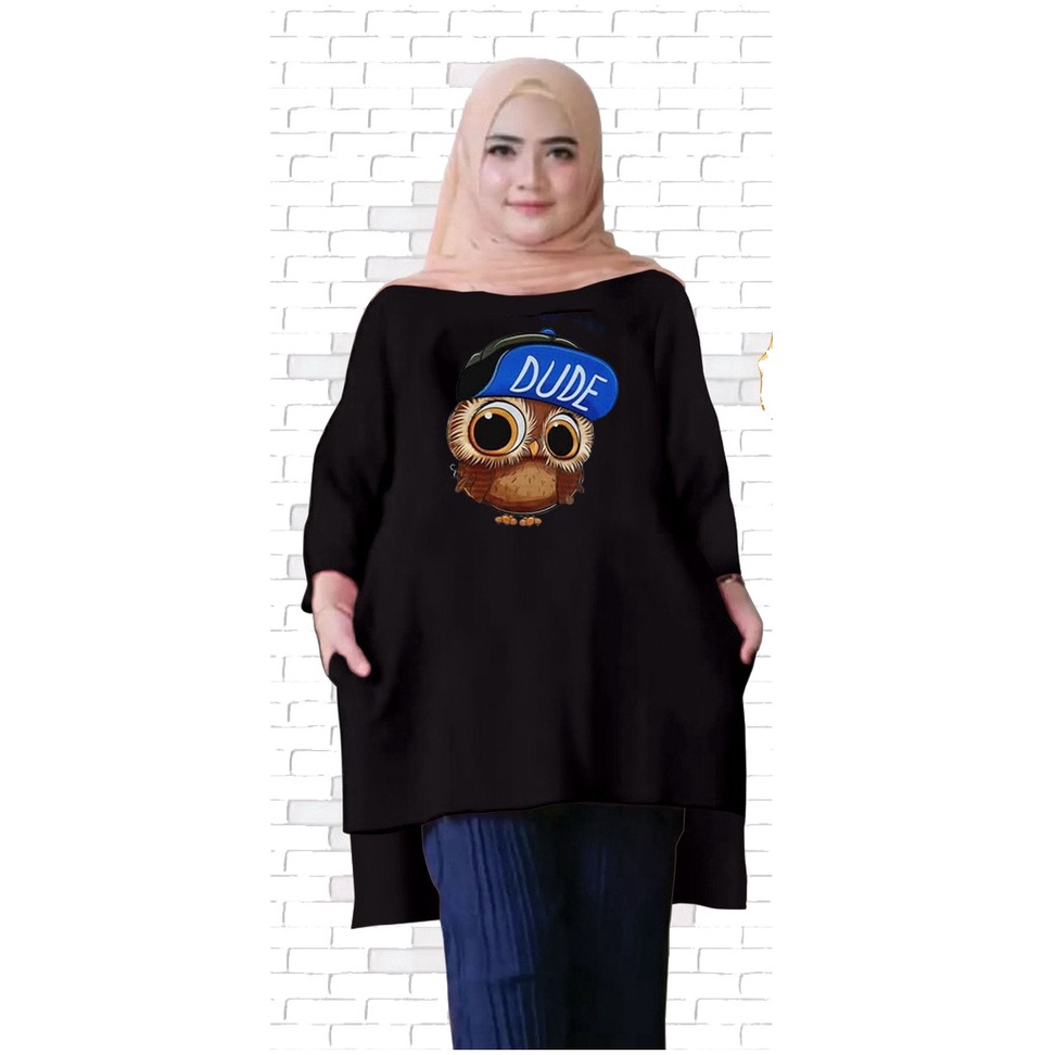 Tunik Jumbo Burung Hantu 02 Owl / Atasan Wanita XL-XXL