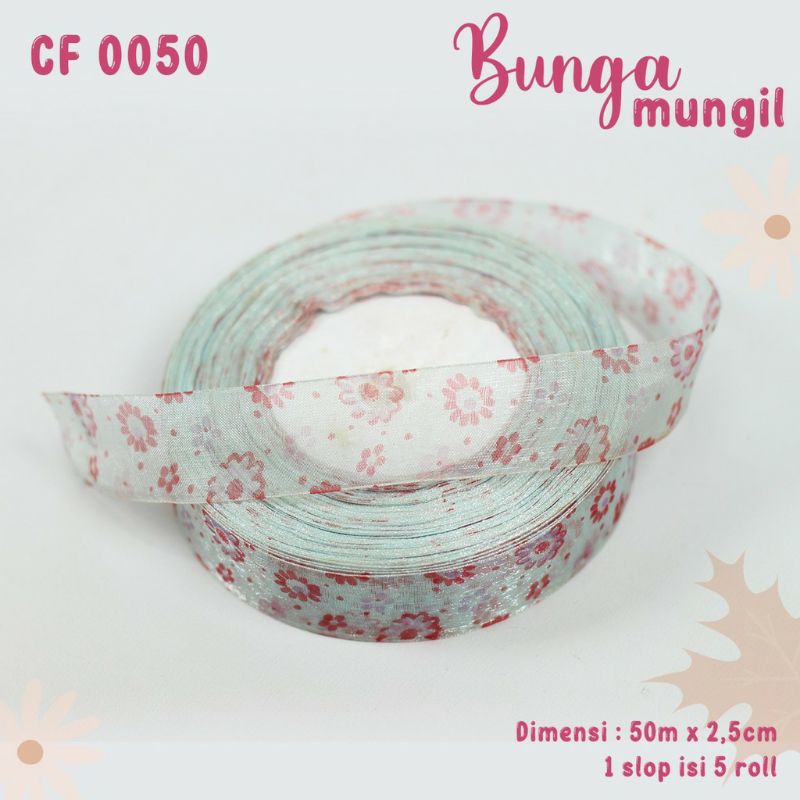 (5 meter)Organdi Motif Bunga Mungil CF0050 - 6 Pilihan Warna