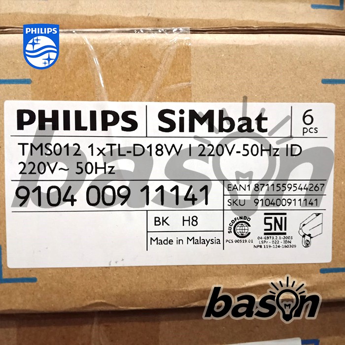 PHILIPS SiMbat TMS012 1xTL-D18W - Rumah Lampu TL