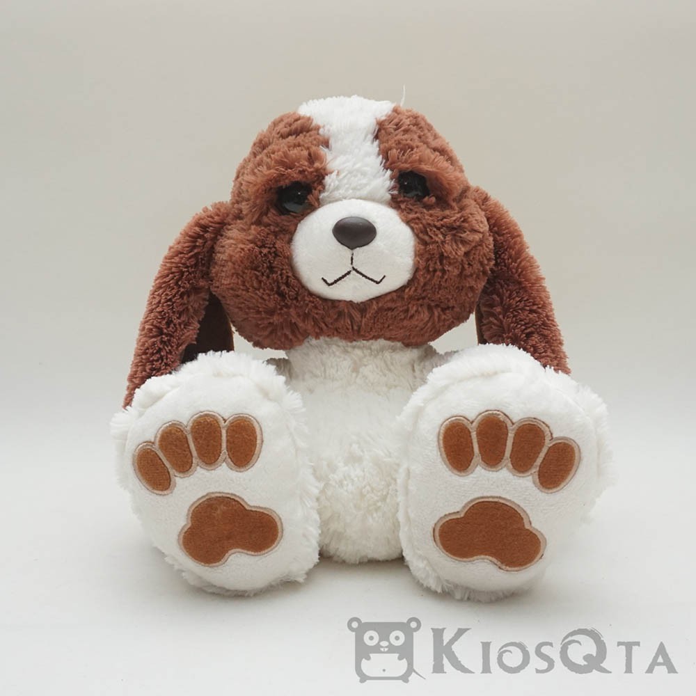 boneka anjing kepala besar coklat putih des - 23