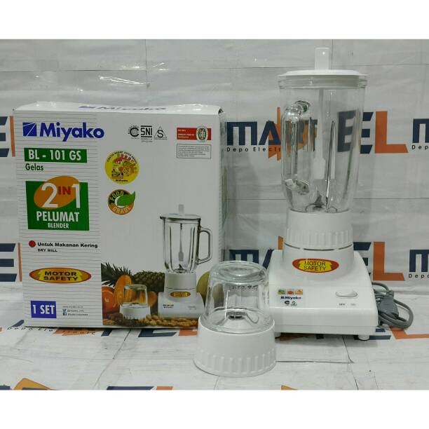 Miyako Blender Kaca  1 Liter 2 in 1 BL 101 GS - 101GS - BL101 - BL101GS Penggiling Bumbu Kering 1L