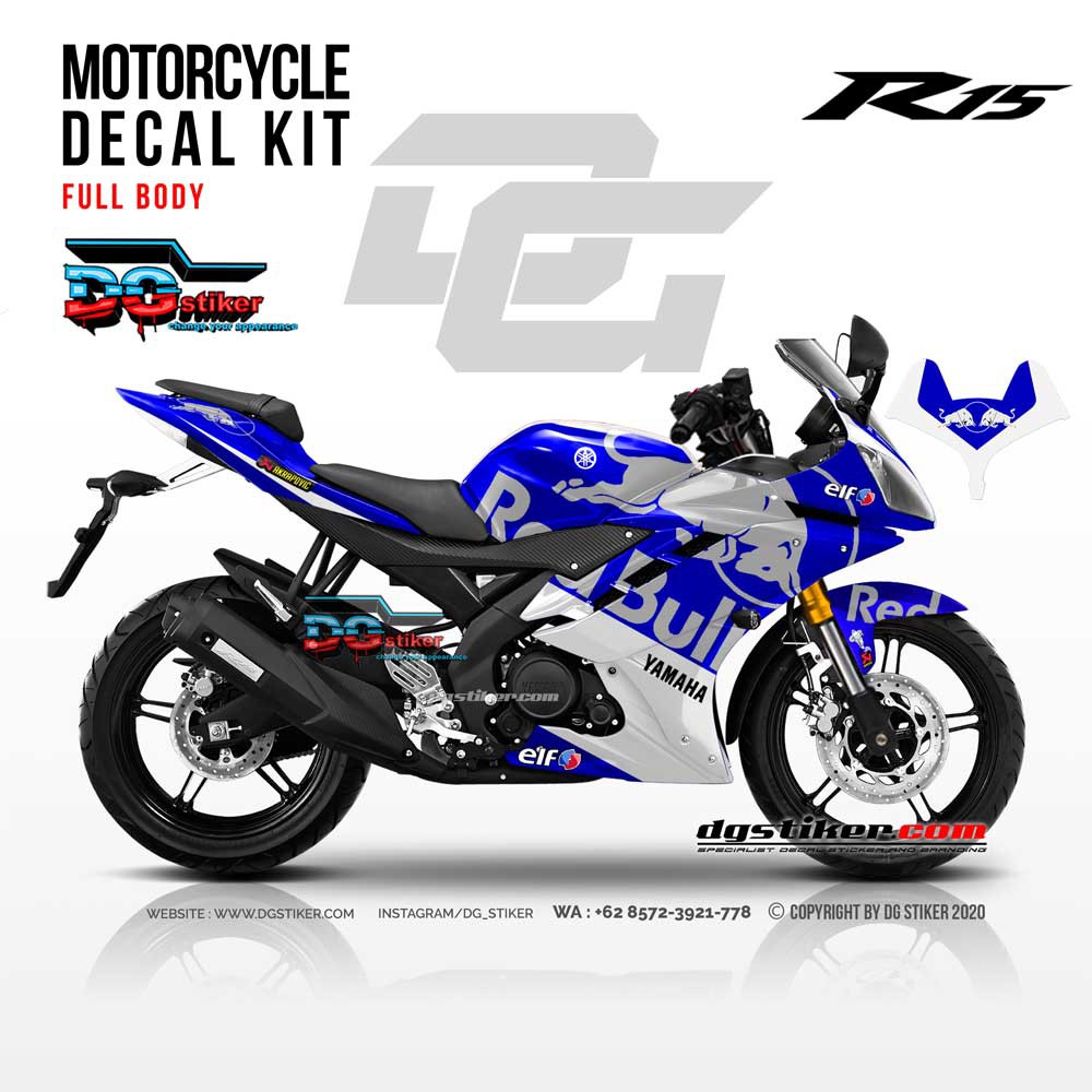 Decal R15 V2 Redbull Tech3 Biru Putih