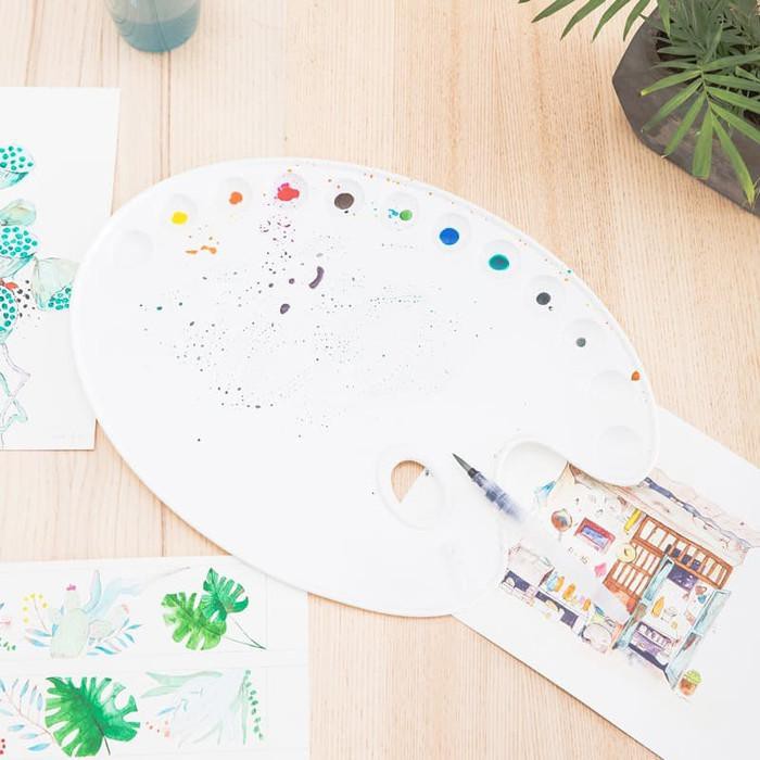 

PROMO - Deli Watercolor Pallete Wadah Piring Cat Air Peralatan Melukis 68300