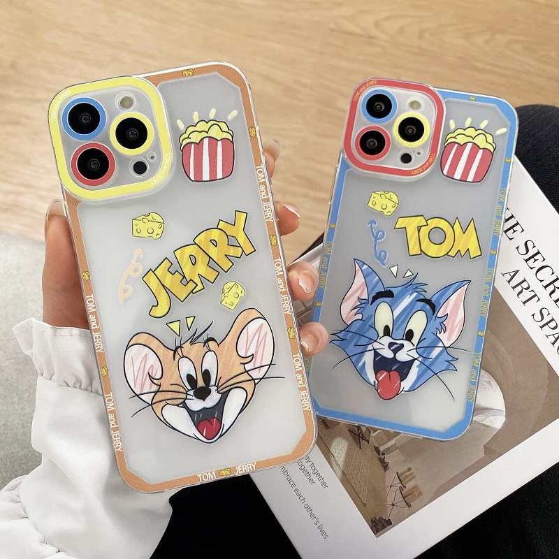 Soft case Transparan Motif Kartun Kucing Dan Tikus Untuk iPhone 11 12 13 Pro MAX X XR XS MAX 7 8 Plus