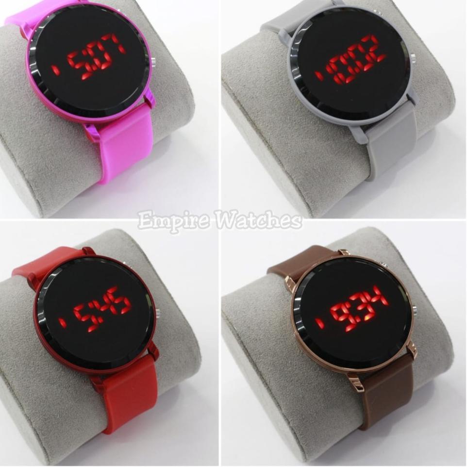 Recomended.. Jam Tangan LED Watch Bulat  Pria Wanita Strap Rubber