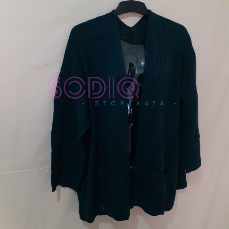 Cardigan Oversized Cardi Outer LOOCY PREMIUM Rajut Tebal Cardy Oversize Lavella Wanita-Emerald