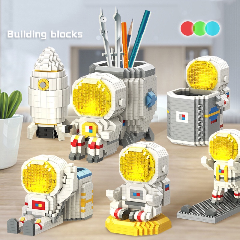 Mainan Partikel Mikro Rekreasi splicing Blok Bangunan MY97017-97022 Astronot pen holder