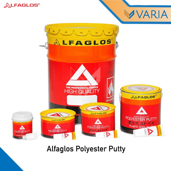 Alfaglos Polyester Putty 250 gr Dempul Kayu Plastik Besi Body Mobil