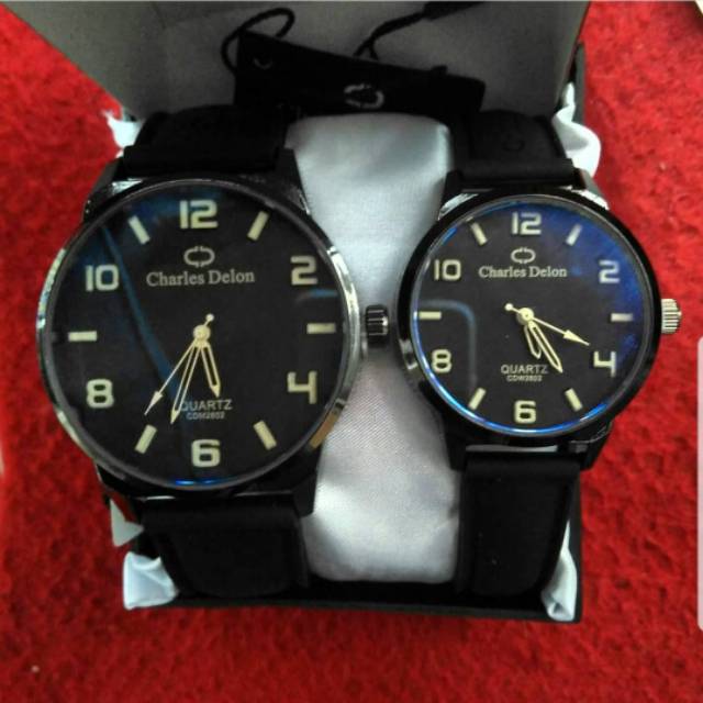 jam tangan couple charles delon anti air + BOX sudah sepasang