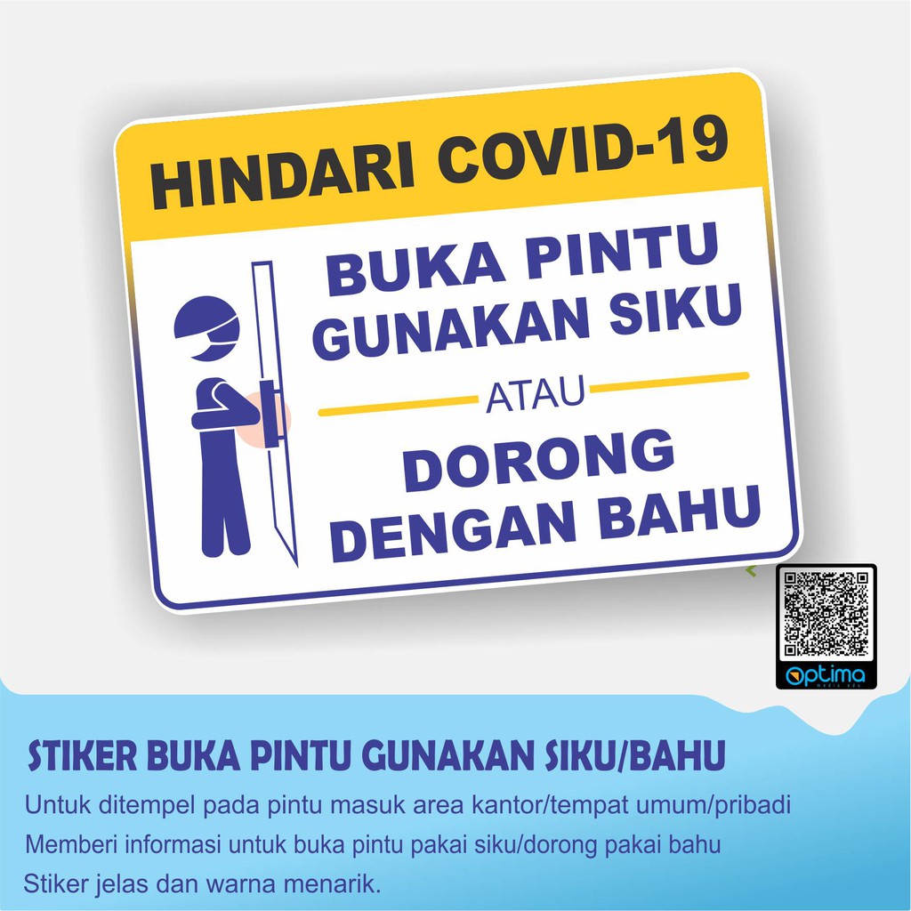 STIKER BUKA PINTU  PAKAI SIKU ATAU BAHU 20 X 15 CM Shopee 