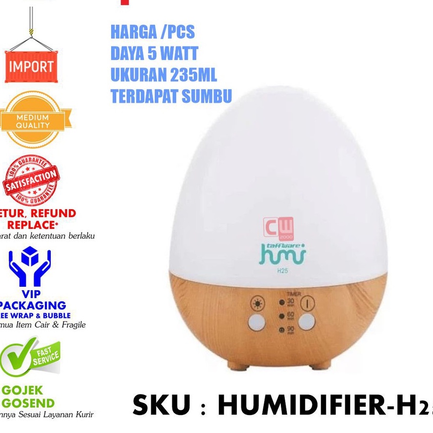 Humidifier Telur Aromatherapy Air Oil Diffuser Egg Shape 235ml - Putih