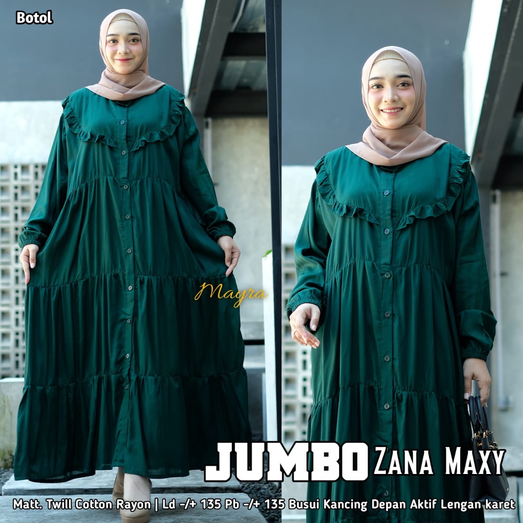 [Bayar Di tempat]. haniya 2 DRESS XXXL JUMBO / BAHAN RAYON TWILL / GAMIS SYARI LD 130-ZANA BOTOL
