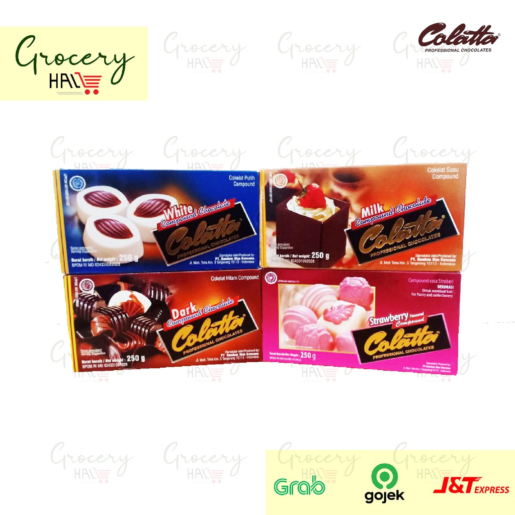 

COLATTA CHOCOLATE COMPOUND 250 GRAM ( DARK CHOCO, MILK, WHITE, STRAWBERRY ) - COKELAT MASAK