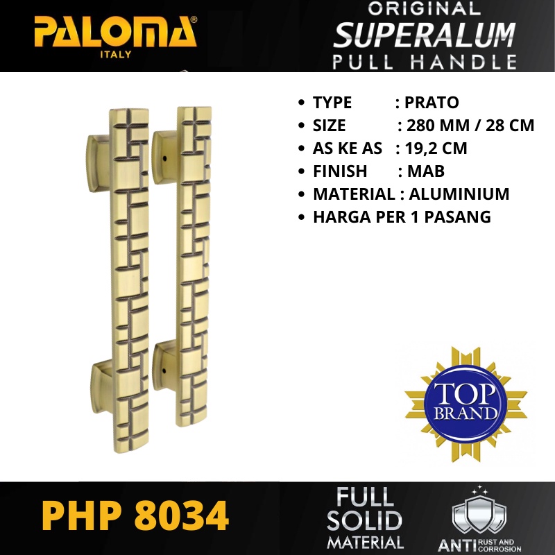 PALOMA PHP 8034 TARIKAN PINTU PULL HANDLE SUPERALUM PRATO 280MM MAB