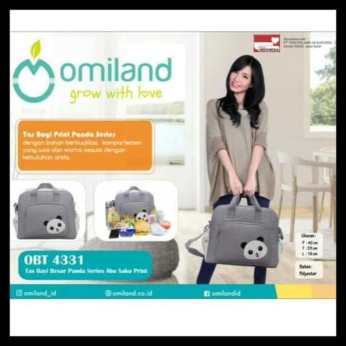 Omiland OBT4331 Tas Bayi Besar Panda Series Abu