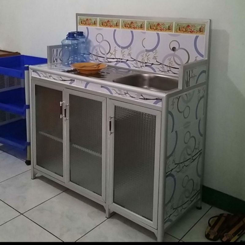 Meja dapur minimalis 3 pintu / rak piring dapur / rak wastafel