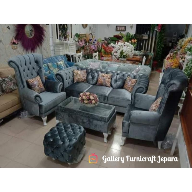 Fulset Sofa Chester Captain Set Hijau Tosca