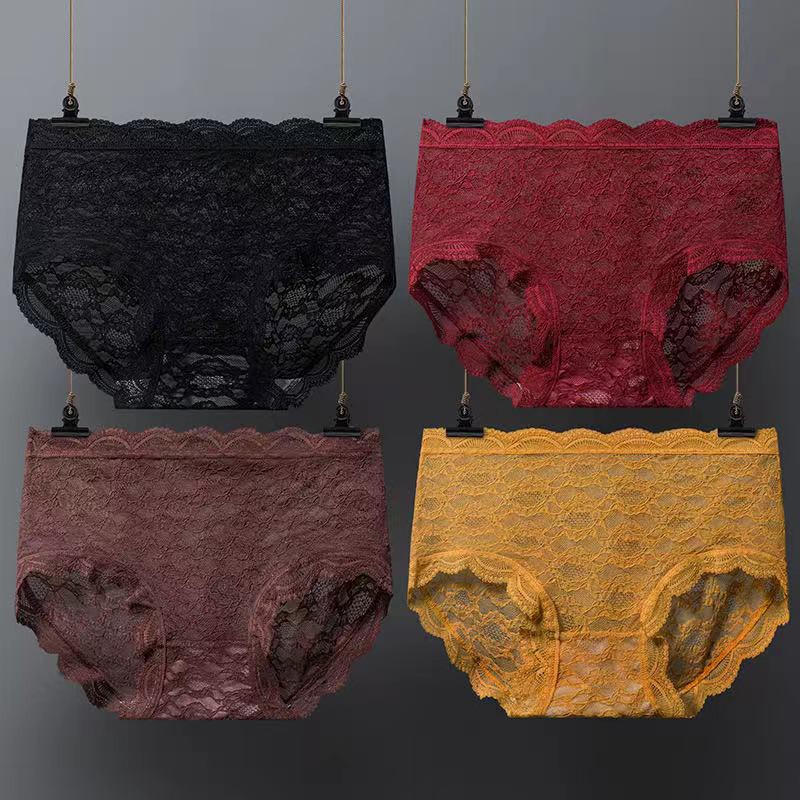 Celana Dalam Wanita Brief Middle Sexy Bahan Katun Aksen Renda / Pakaian Dalam Brief Aksen Renda