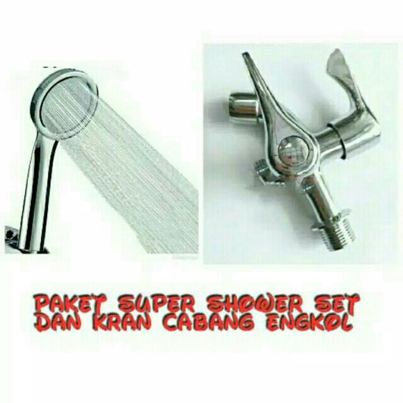 Paket Super Shower set tekanan turbo plus kran cabang
