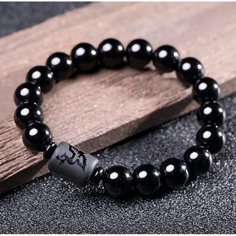 [ Unisex  Lucky  Braided Rope Black Obsidian Beads Bracelets  ] [   Gifts Jewellery Accessories ]