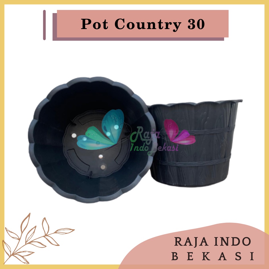 Pot Shallom Country 30 Hitam Pot Motif Gentong Kayu Tebal Cantik Pot Bunga Putih Besar Murah - Pot Motif Bambu Putih SHALLOM COUNTRY 30 pot bunga putih motif gentong kayu tebal cantik