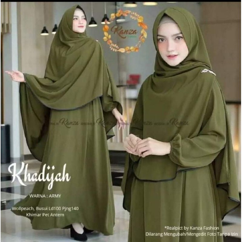 KHADIJAH SET GAMIS SYAR'I XL / JUMBO - free KERUDUNG SYAR'I MUSLIMAH BEST QUALITY