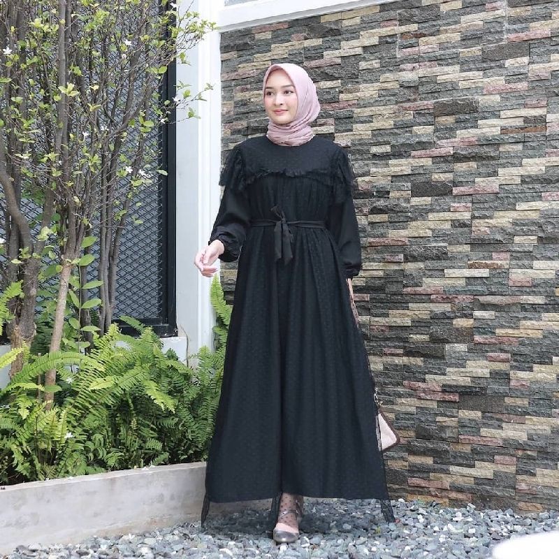 Mira Maxy Dress Baju Muslim Kondangan Dress Mix Brukat