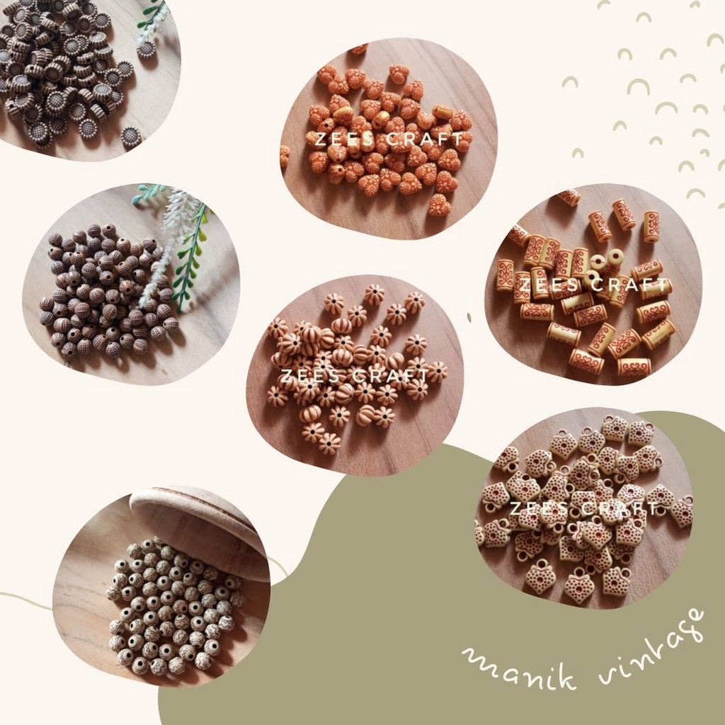 Manik mote warna kayu/ manik vintage
