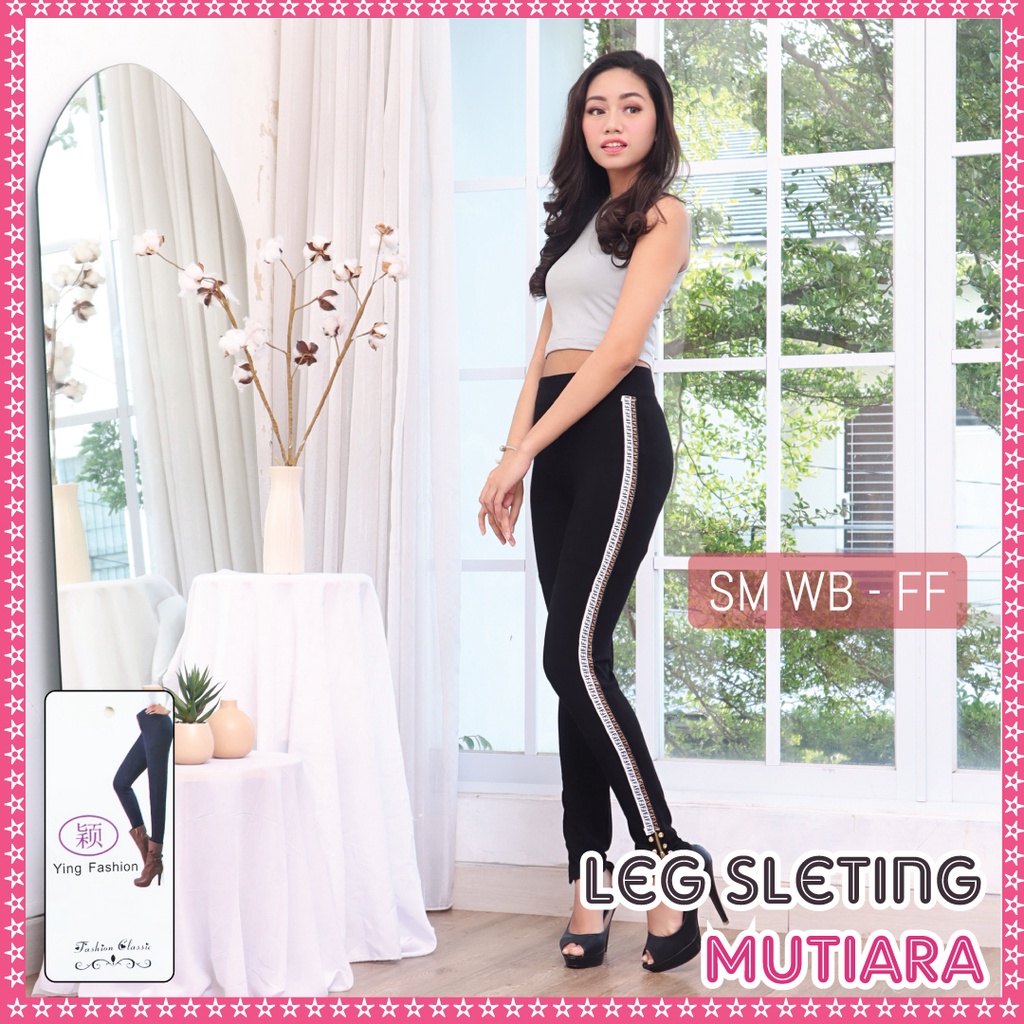 Legging Sleting Mutiara * WB FF * / legging zipper import wanita / legging fashion wanita import