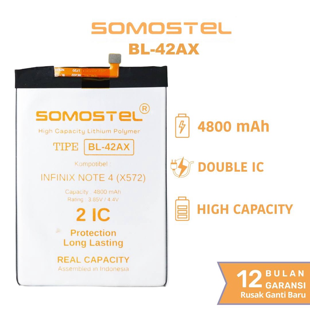 Somostel - BL-42AX Infinix Note 4 X572 Batre Batrai Baterai