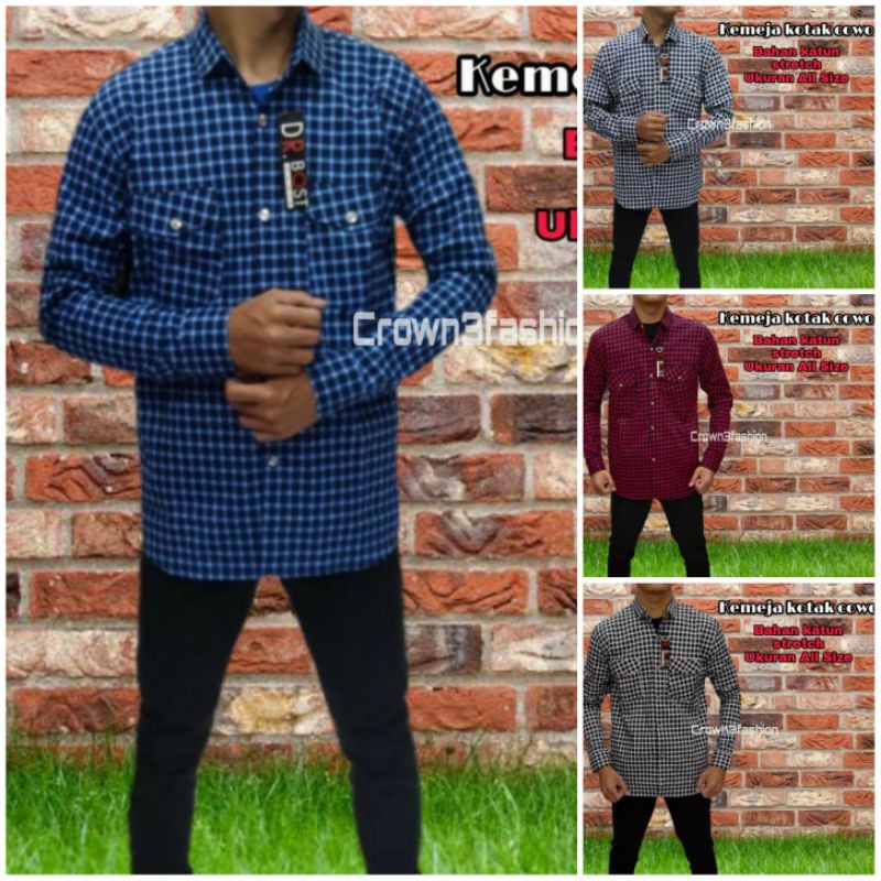 Kemeja Pria Katun Stretch Terbaru *Bisa COD