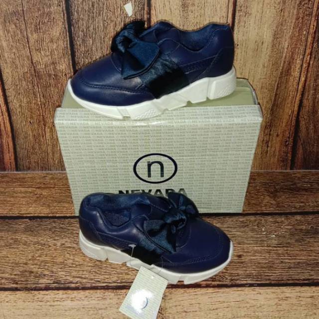 SEPATU SNEAKERS ANAK PEREMPUAN PITA CANTIK (Nevada) NAVY - NNP1-N | SEPATU BAYI MURAH | FASHION BAYI