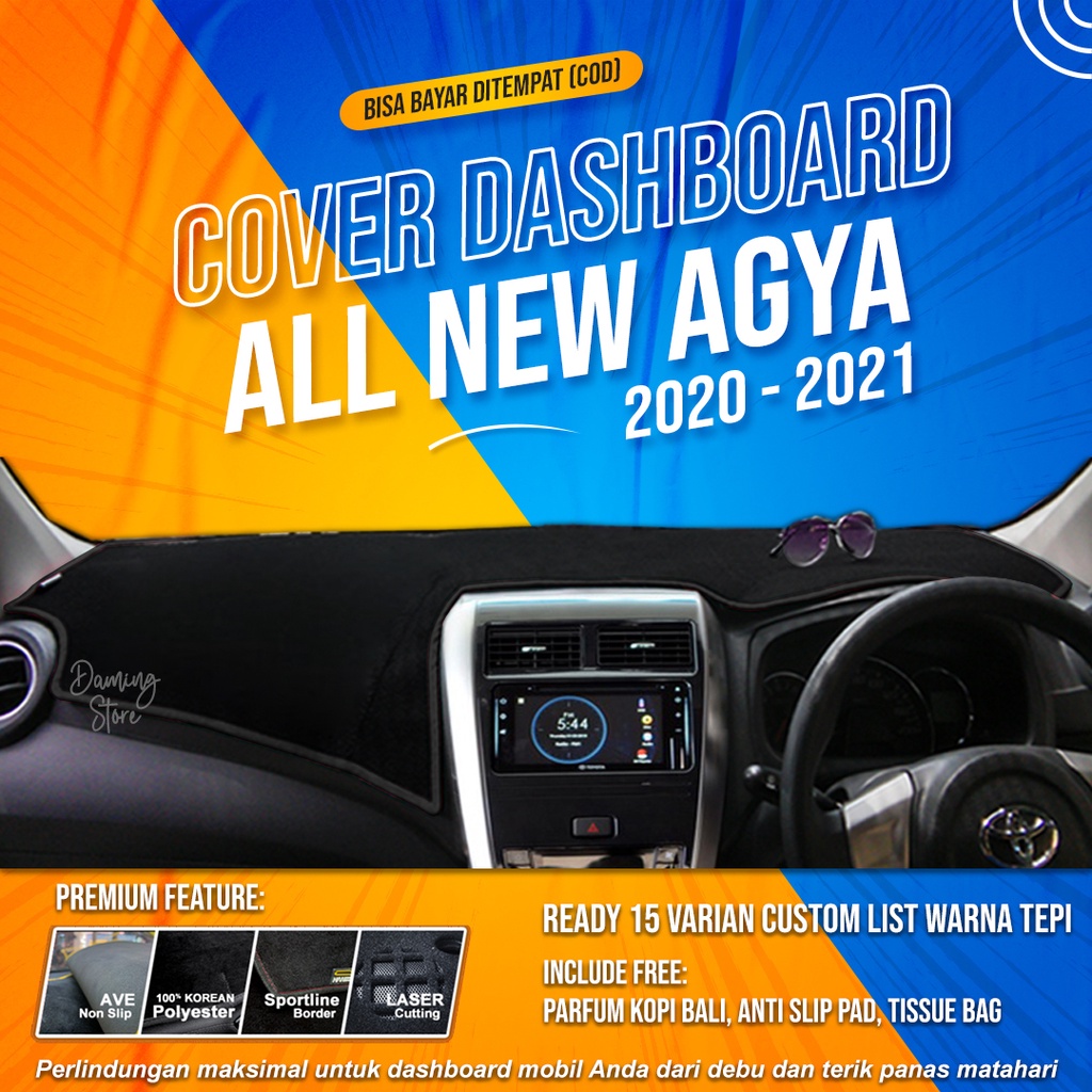 Aksesoris Interior Premium Cover Dashboard Mobil New Agya  / Ayla Tahun 2020 / 2021 Alas Dashboard All New Agya / Ayla Cover Dashboard Kombinasi List Benang Warna