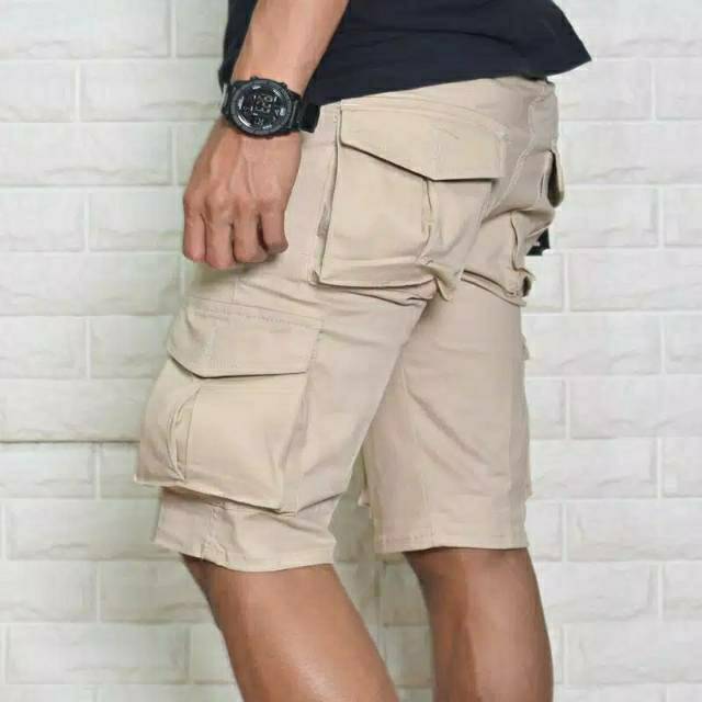 Celana kargo Pria Hitam, Abu tua , Cream