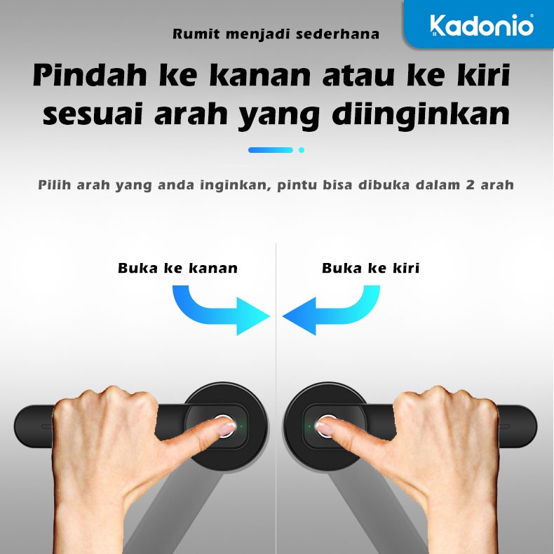 KADONIO kunci pintu sidik jari Handle Kunci Pintu Rumah Elektronik Fingerprint Security USB charge kunci pintu digital hendel pintu rumah