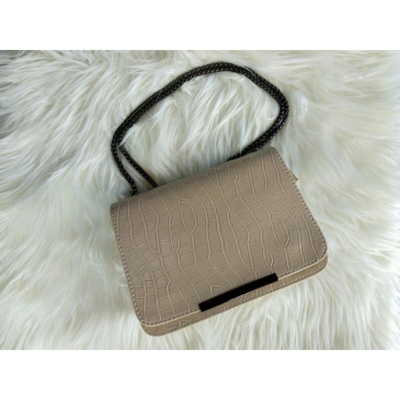 Tas croco warna cream