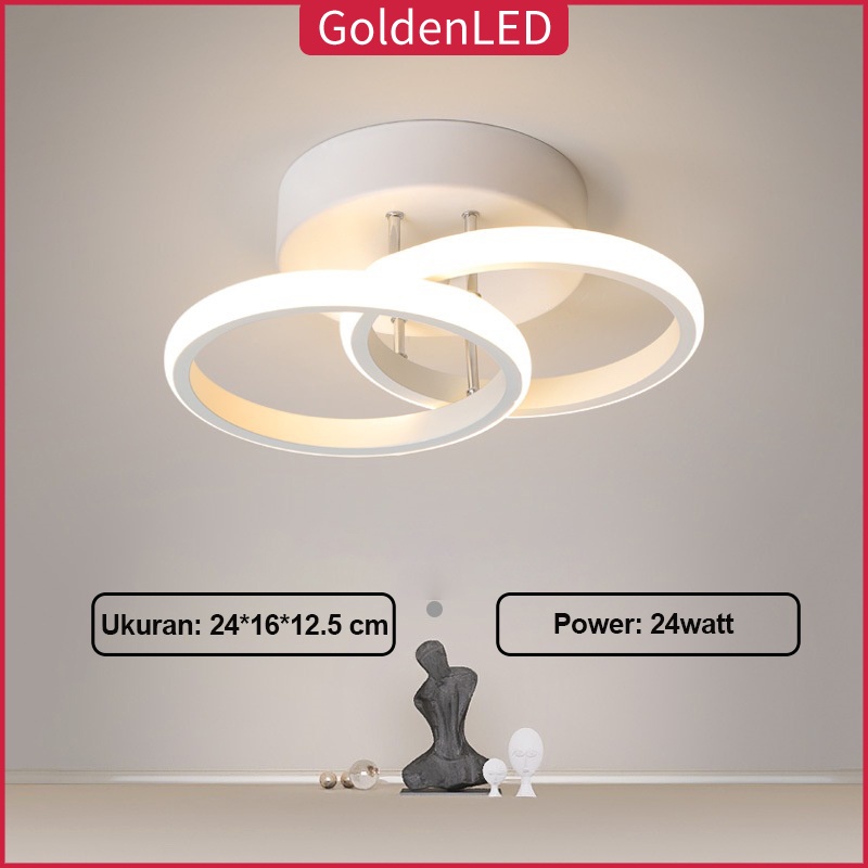 Golden LED Lampu Plafon 3Warna LED Ceiling Light Lampu Hias Rumah Ruang Tamu Kamar Minimalis KJ014 P