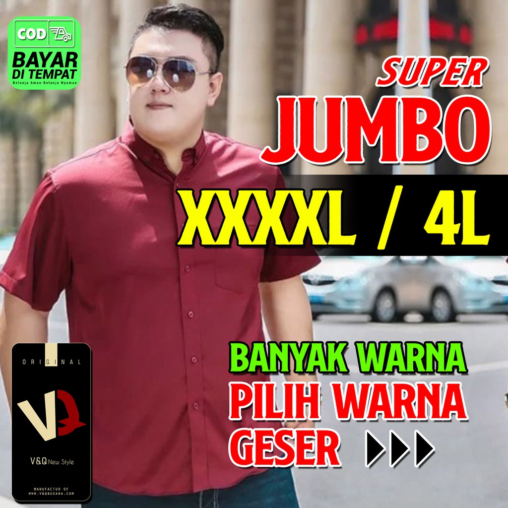 Kemeja Pria Lengan Pendek Jumbo Seragam Kantor Muat BB 125 Kilo Baju Slim