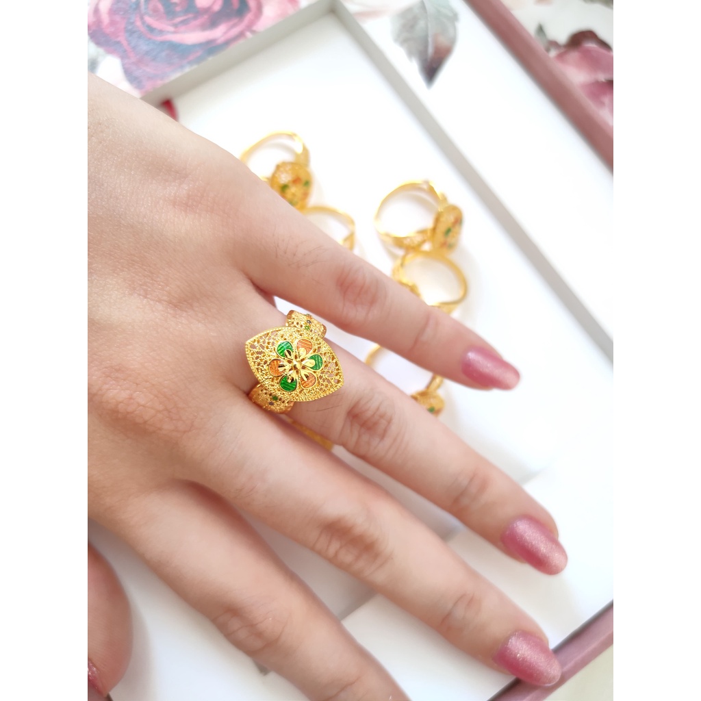 Cincin Dubai Asha Emas Asli Cincin India 8k kadar 375 original premium