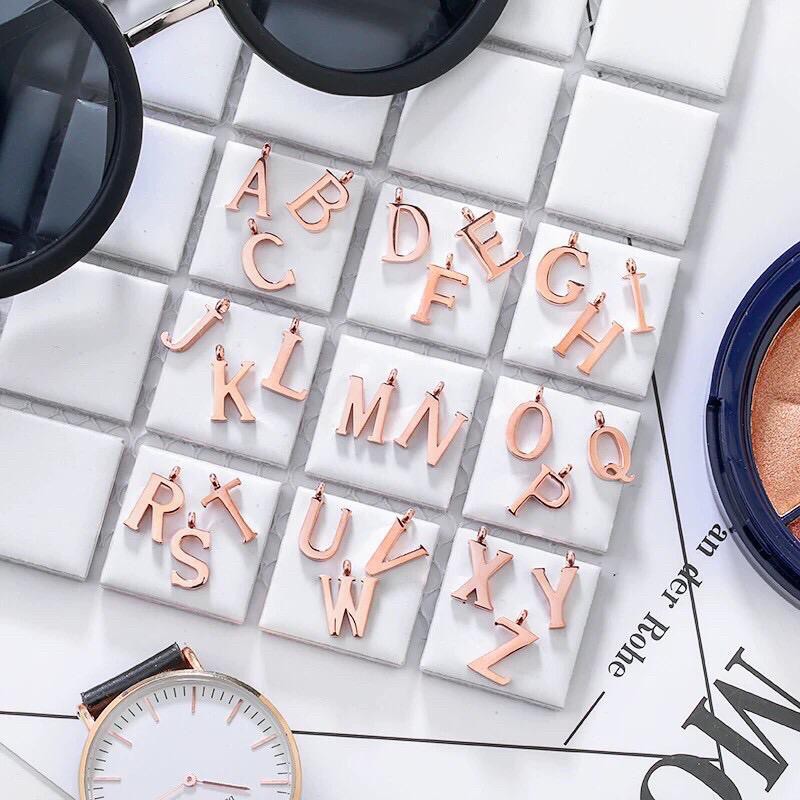 Kalung Titanium Lapis Emas 18k Huruf - Rose Gold 109