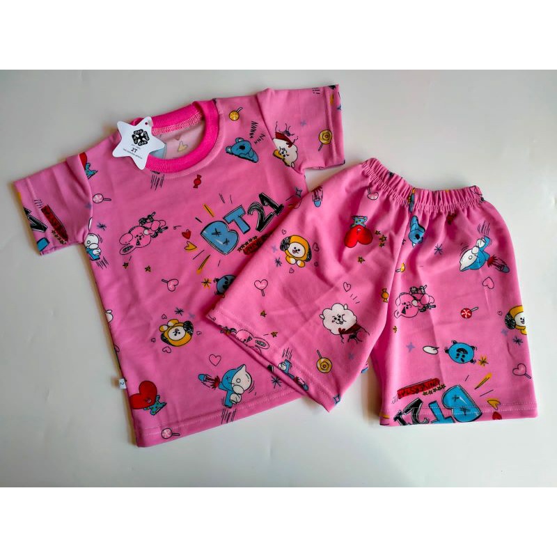 (COD) SET KAOS ANAK  (BAHAN BABY TERRY INPORT) USIA 1-4 TH (CEWEK-COWOK)