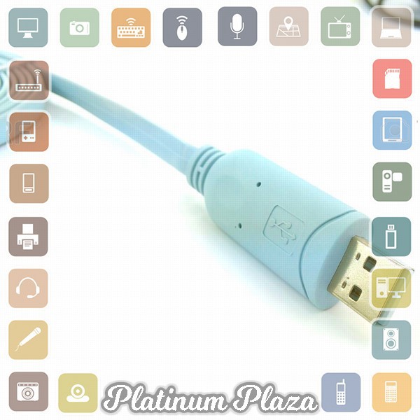 Prolific Kabel Konsol USB RS232 to RJ45 Console Cable for Cisco Huawei Router - PL2303R`22OJ2O- Blue