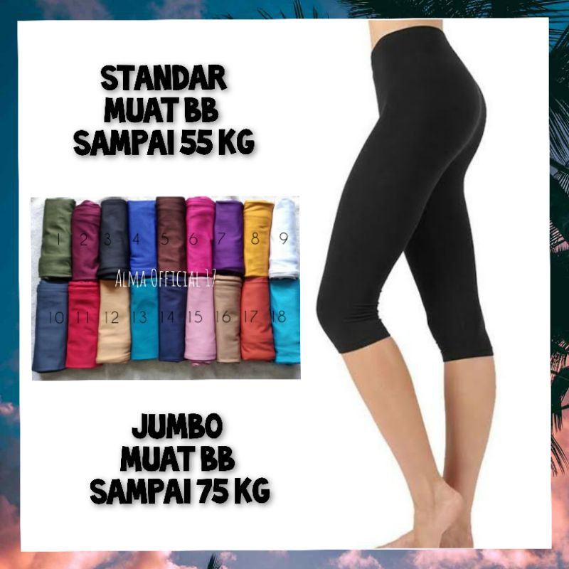 Legging Pendek 3/4 Bahan Spandek Legging Celana Harian