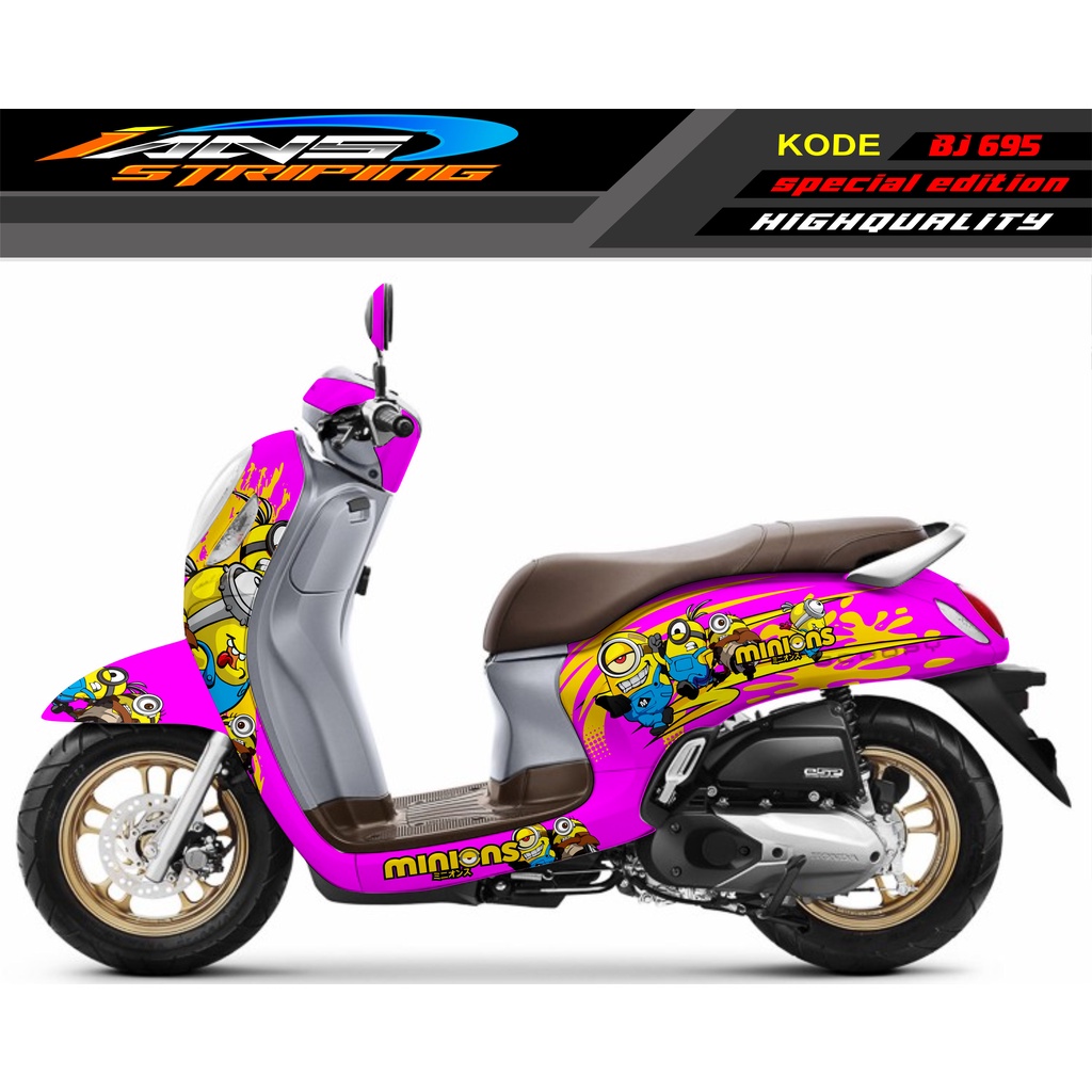 DECAL STICKER HONDA SCOOPY FULL BODY / STICKER VARIASI SCOOPY MINIONS / STICKER TERBARU