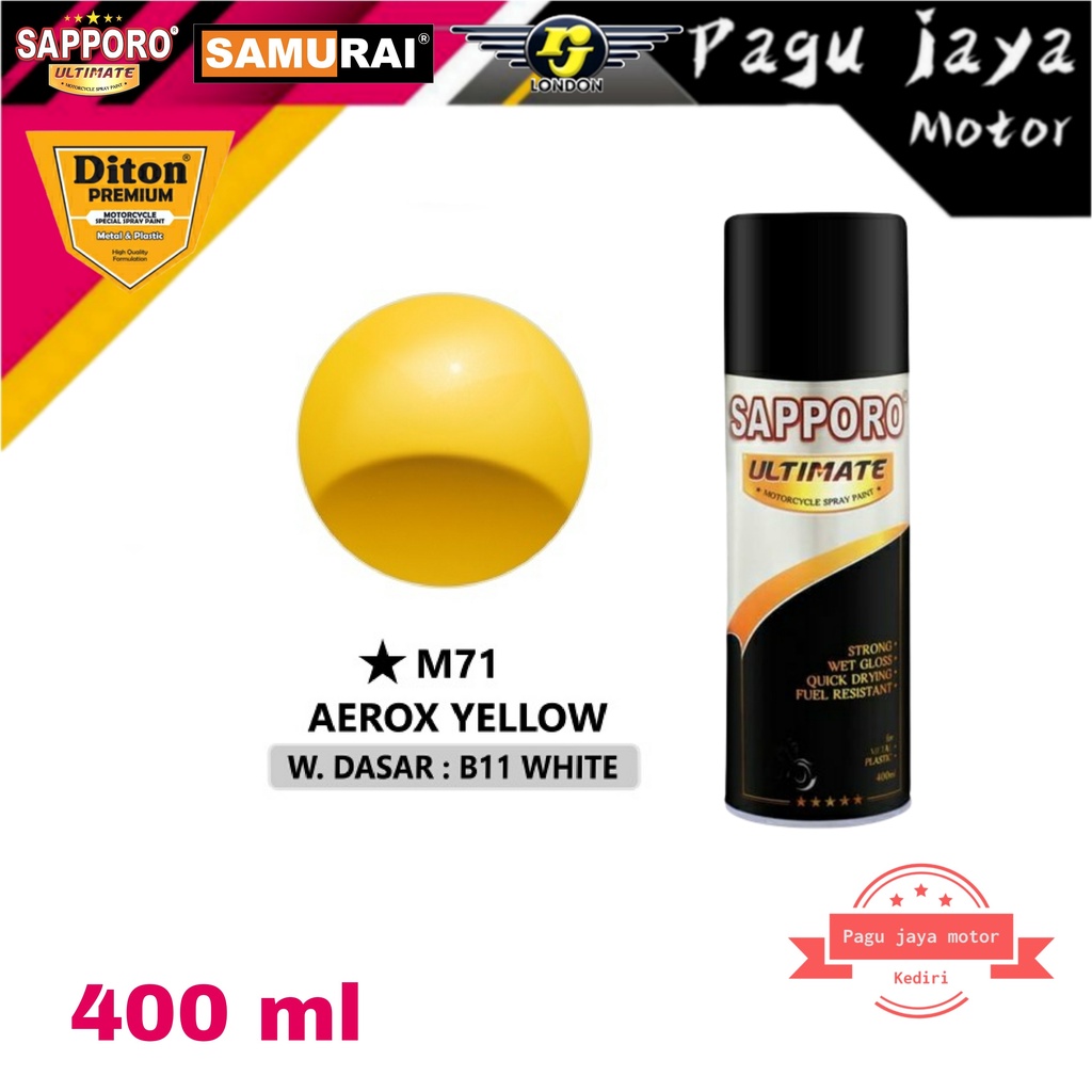 SAPPORO ULTIMATE M71* AEROX YELLOW 400ml pilox pilok cat semprot spray paint